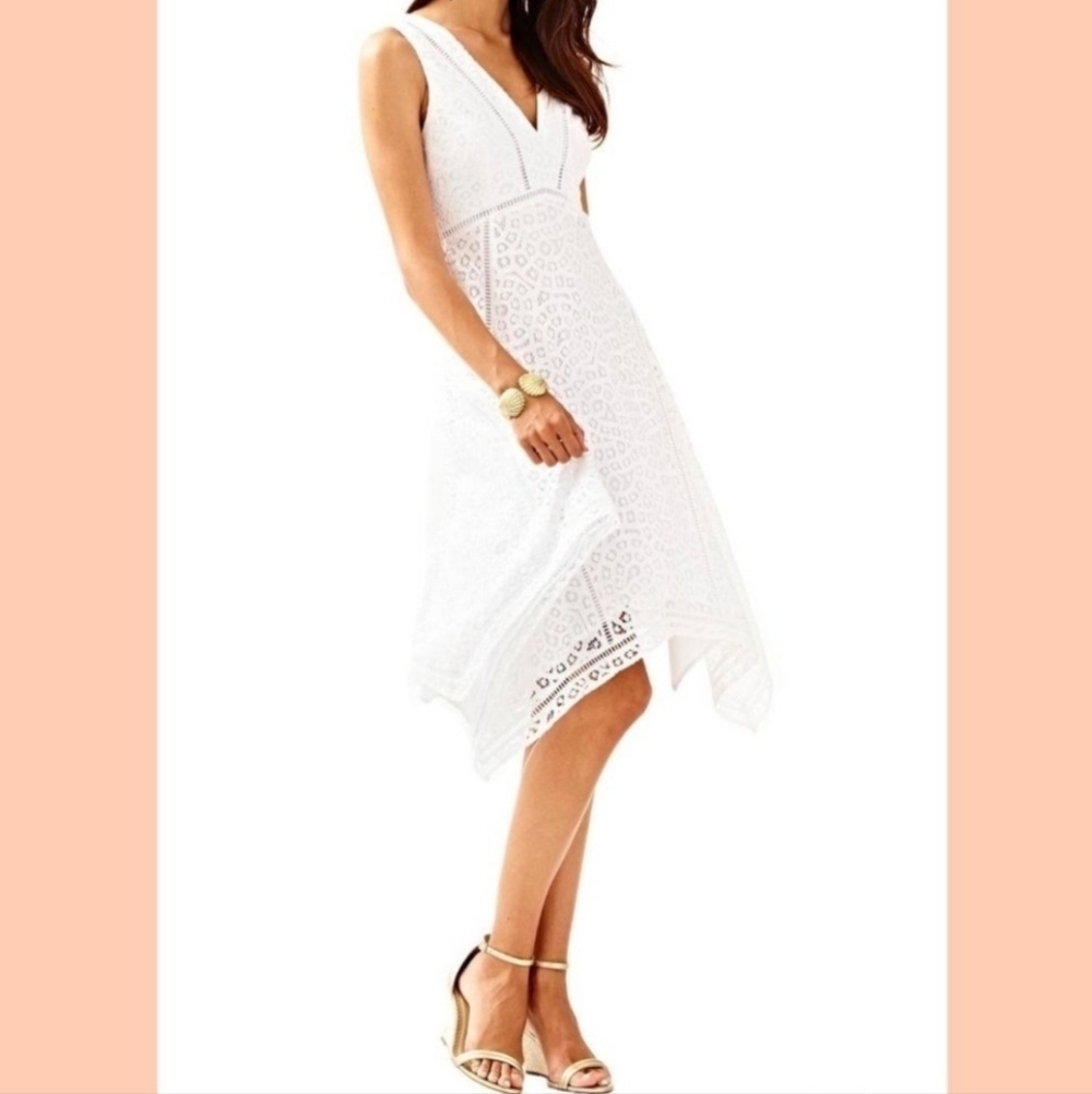 Lilly Pulitzer Elyse Lace Eyelet Midi Dress In Oyster Shell